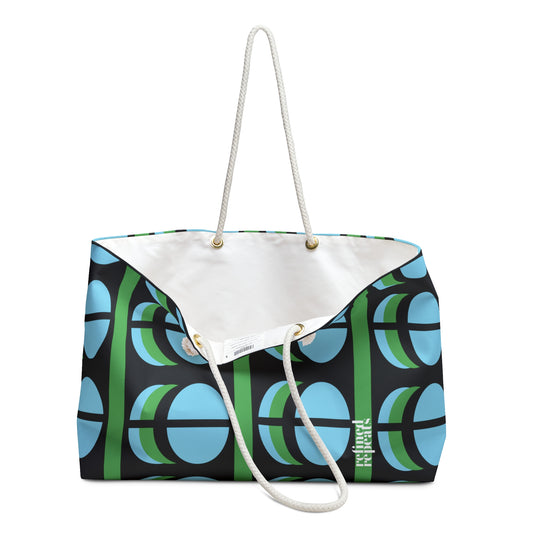 weekend bag blue and green large print