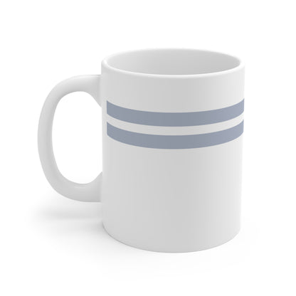 11 oz light blue striped mug