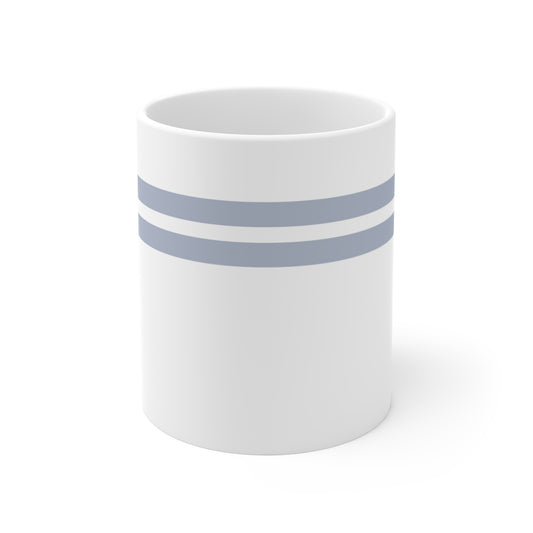 11 oz light blue striped mug