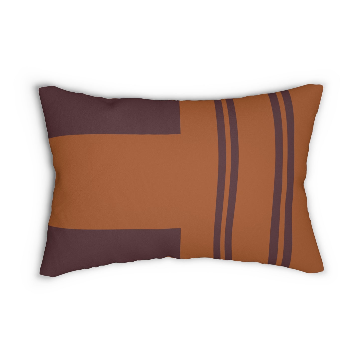 20"x14" rectangular shaped lumbar pillow with wine and rust orange print