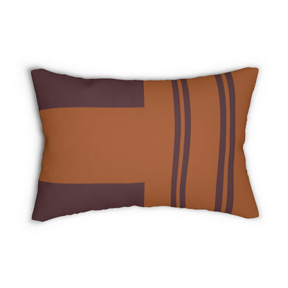 20"x14" rectangular shaped lumbar pillow with wine and rust orange print