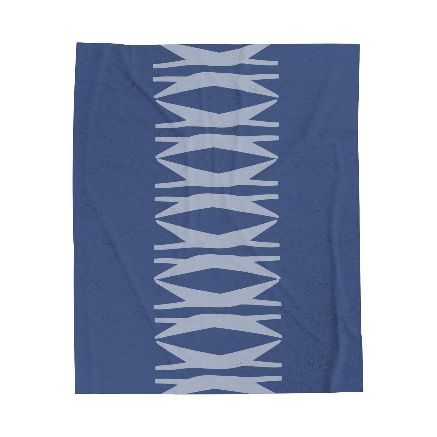 velveteen throw blanket with light blue and dark blue print