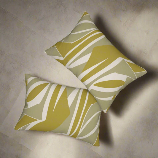 20"x14" rectangular lumbar pillow with yellow print