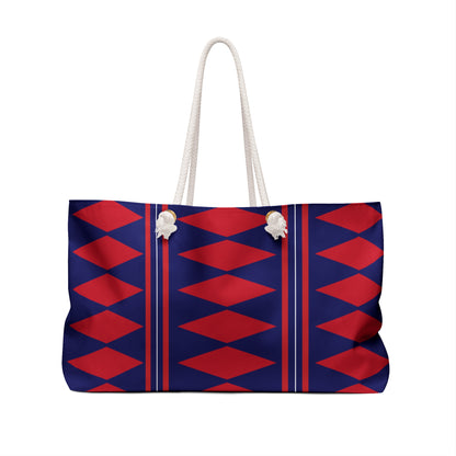 diamond weekend bag red and blue