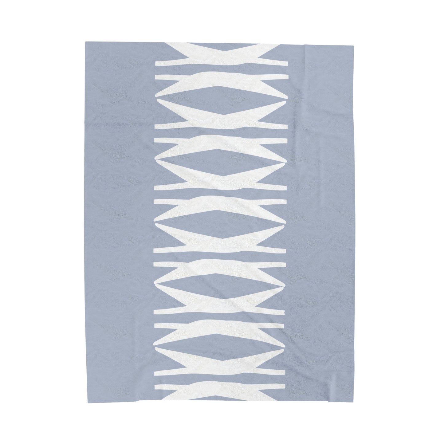 velveteen throw blanket with light blue and white print