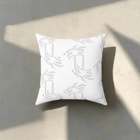 Square Pillow - Black and White Palm Trees Faux Suede Decor