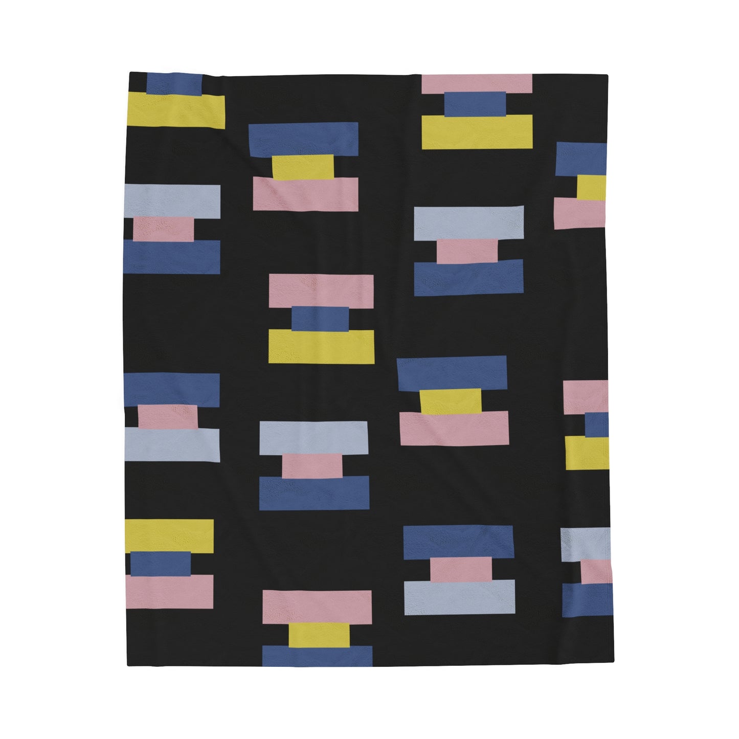 velveteen throw blanket with blue pink and yellow print