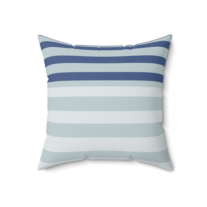 striped square pillow dark blue greenish blue and light gray