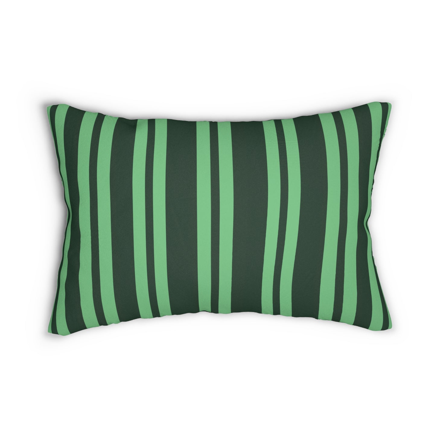 20"x14" rectangular lumbar pillow dark green light green stripes