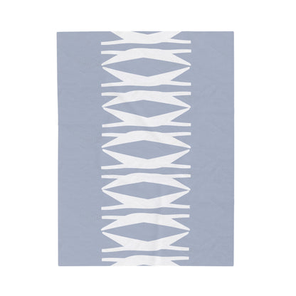 velveteen throw blanket with light blue and white print