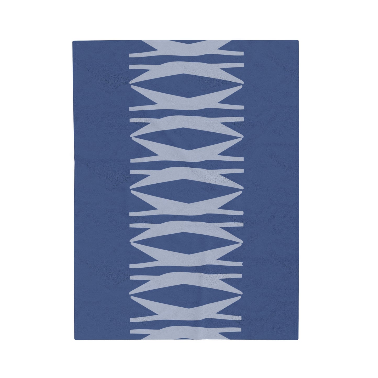 velveteen throw blanket with light blue and dark blue print