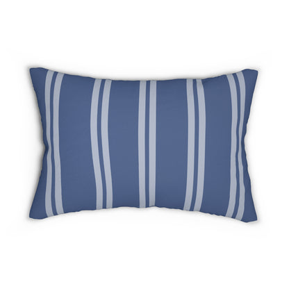 20"x14" rectangular lumbar pillow dark blue light blue stripes