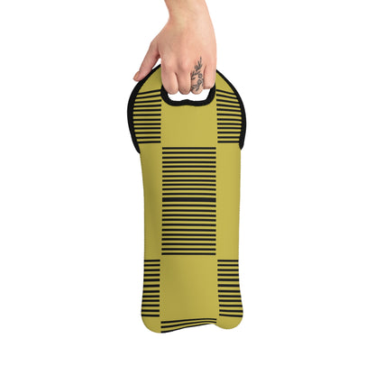 wine tote bag with black and yellow print