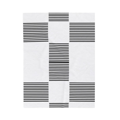 velveteen throw blanket with black and white checkered print