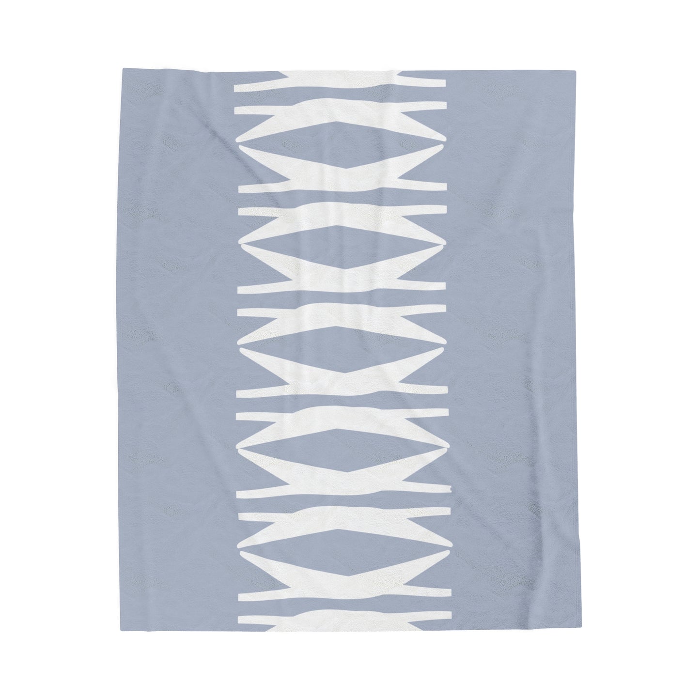 velveteen throw blanket with light blue and white print