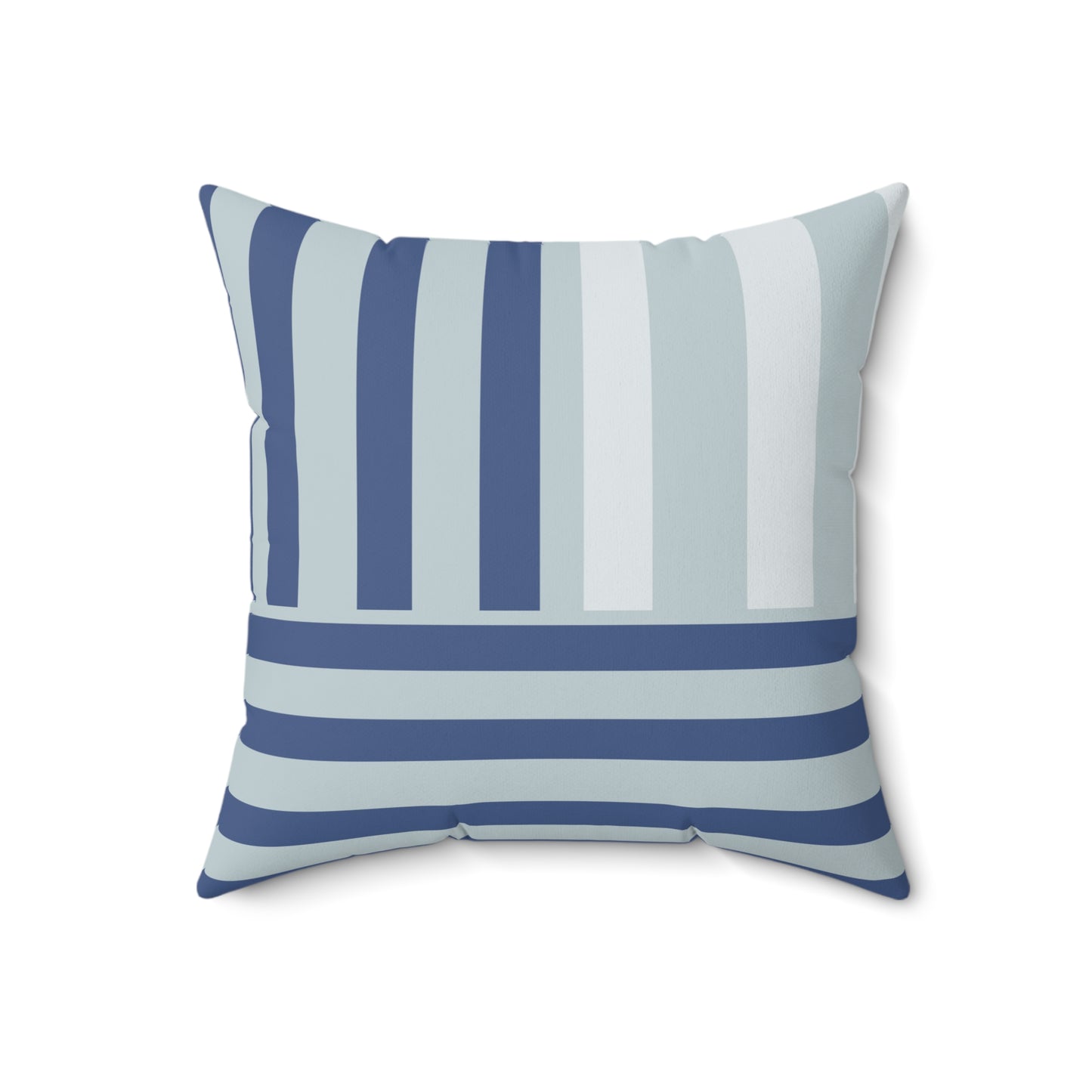 striped square pillow dark blue greenish blue and light gray