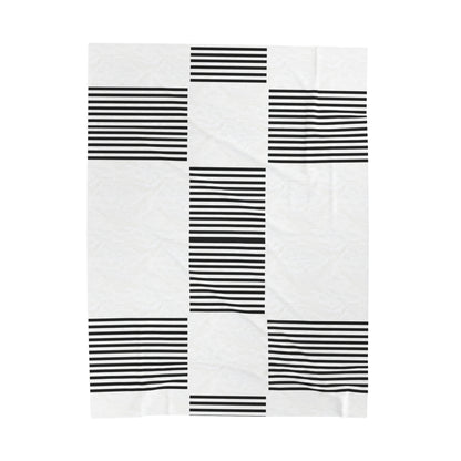 velveteen throw blanket with black and white checkered print