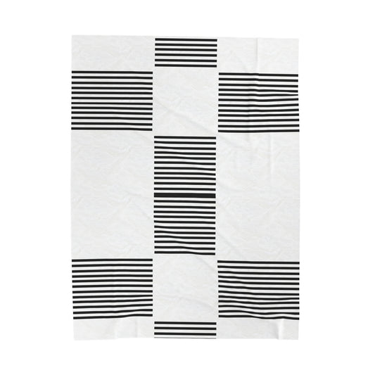 velveteen throw blanket with black and white checkered print