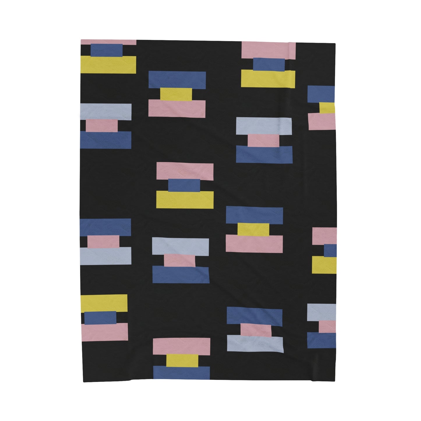 velveteen throw blanket with blue pink and yellow print