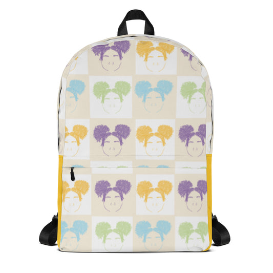 puffs and checkers backpack yellow bottom