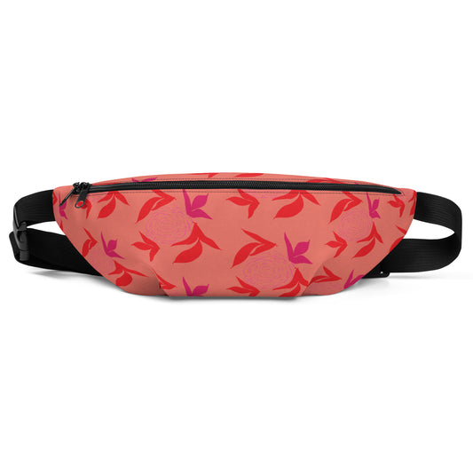 vintage bloom red and fuchsia fanny pack