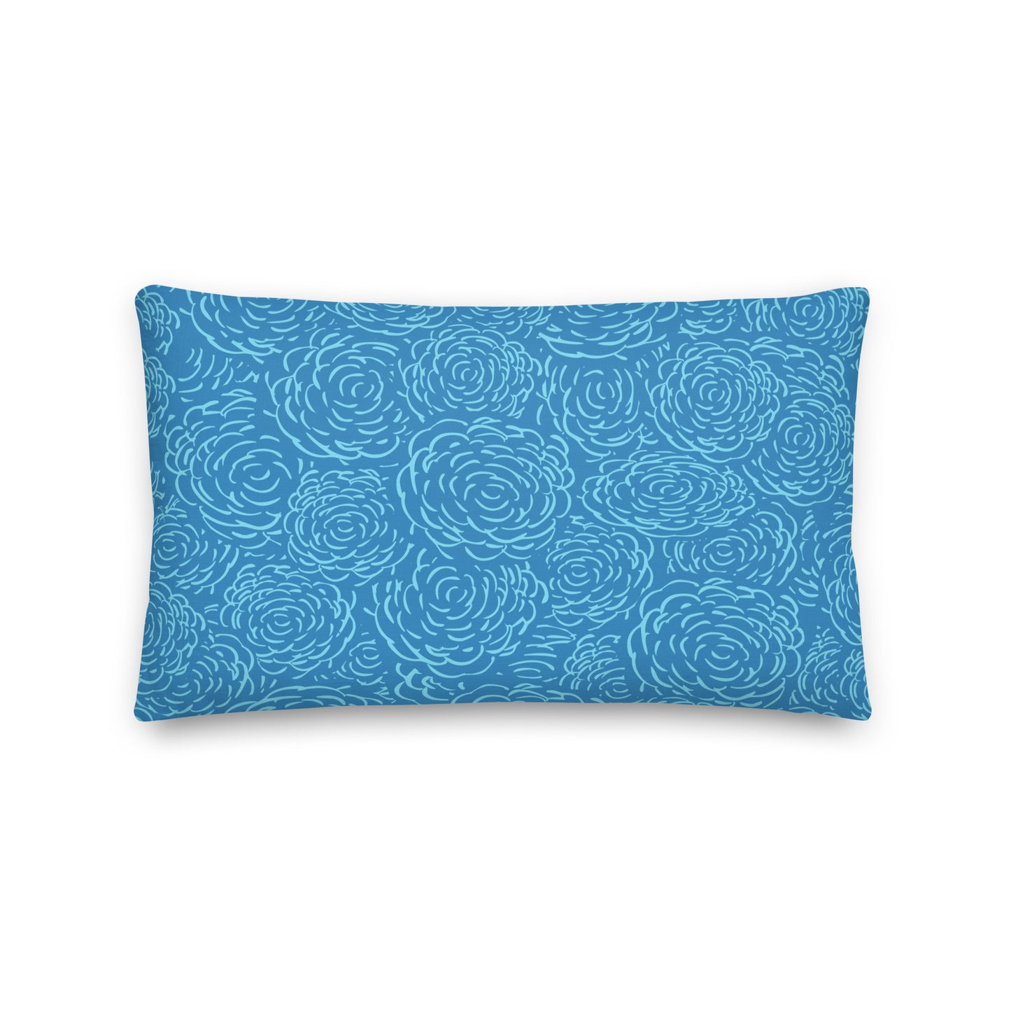 floral cluster pillow blue