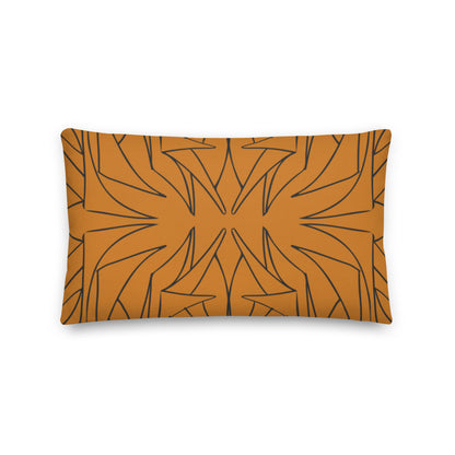 linear patterned pillow orange and black