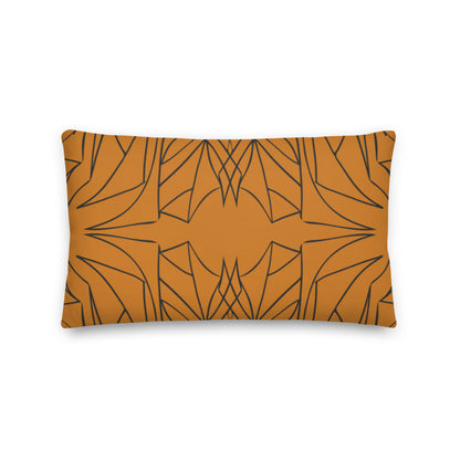 linear patterned pillow orange and black