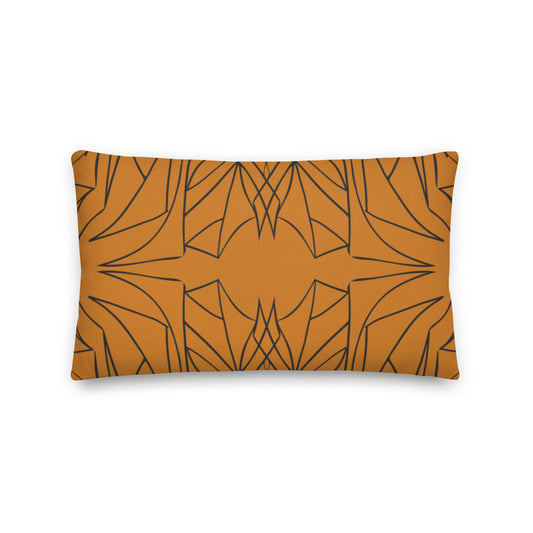 linear patterned pillow orange and black