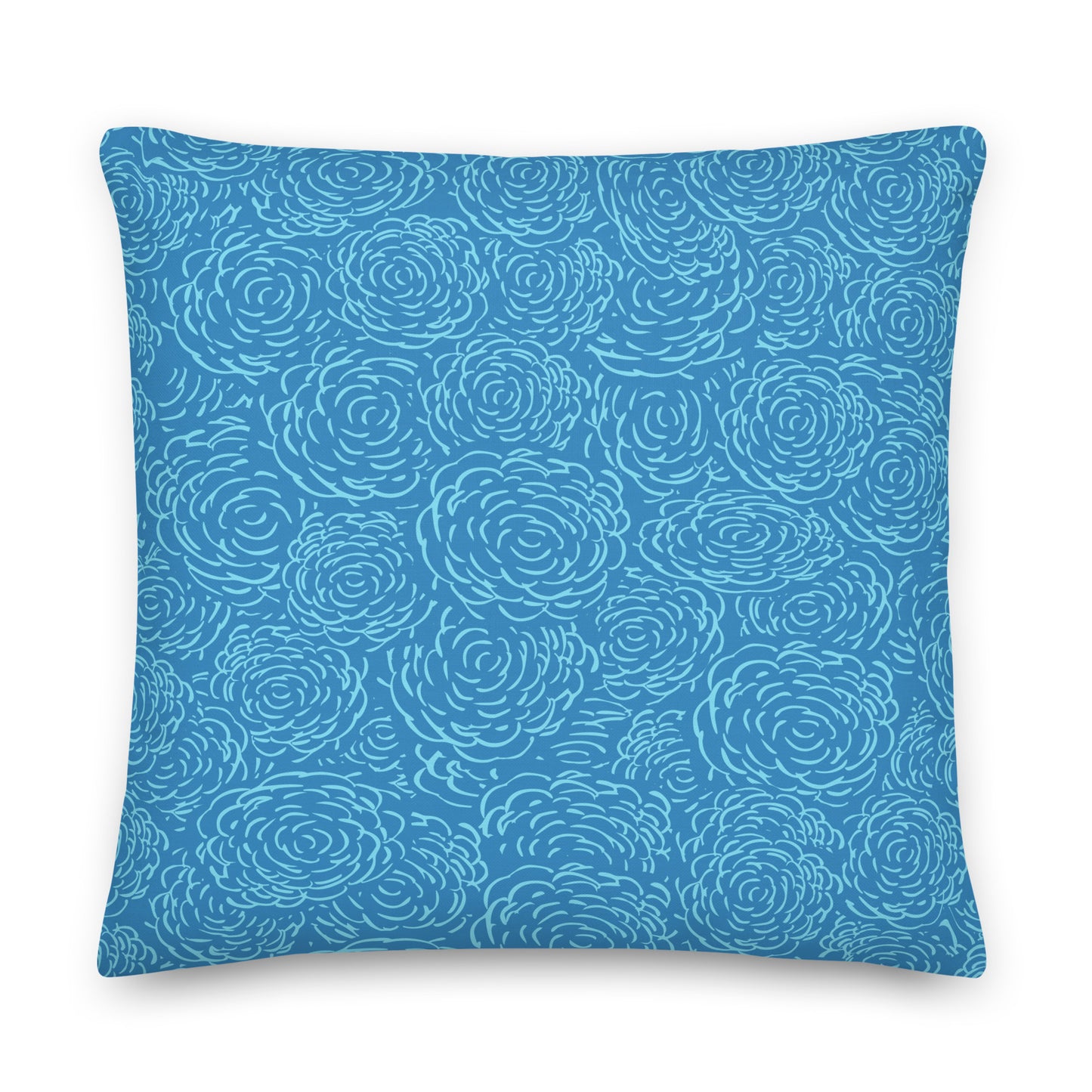 floral cluster pillow blue