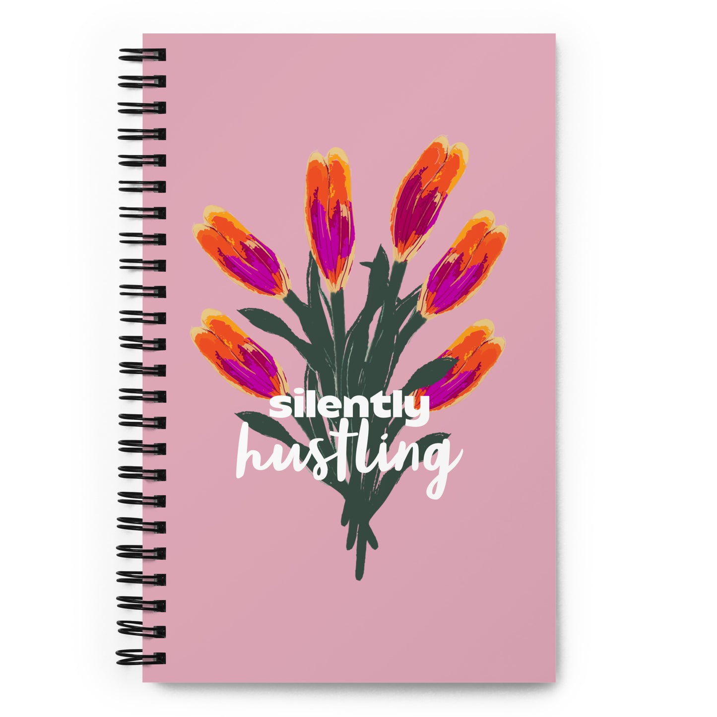 silently hustling spiral notebook